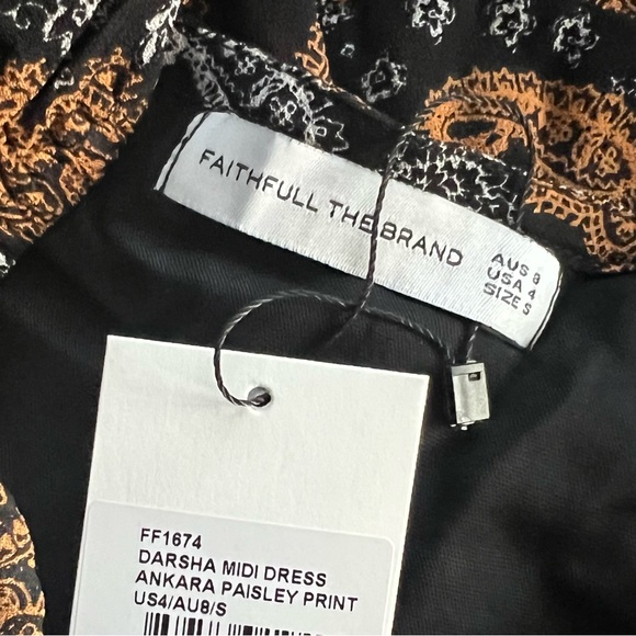 Faithfull the Brand Darsha Midi Dress Ankara Paisley Print, Size 4, Retail $309 - Picture 12 of 15